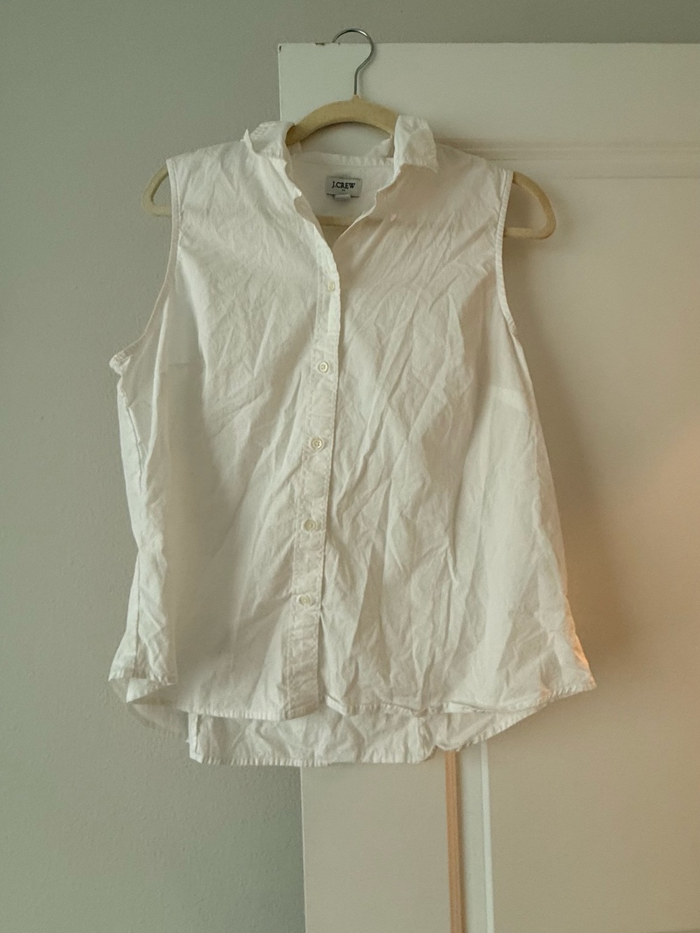 J.CREW White Cotton Sleeveless Button-Down Collared Blouse Topđ - Picture 4 of 8
